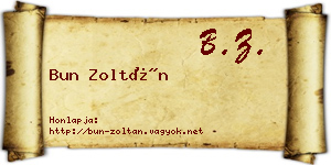Bun Zoltán névjegykártya